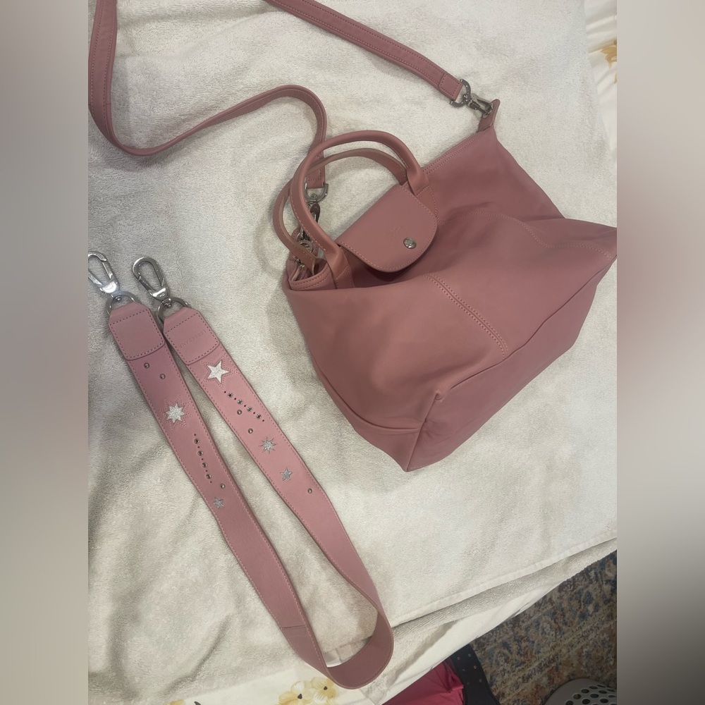 Longchamp leather Shoulder Bag - Soft Pink Handbag - Picture 5 of 16